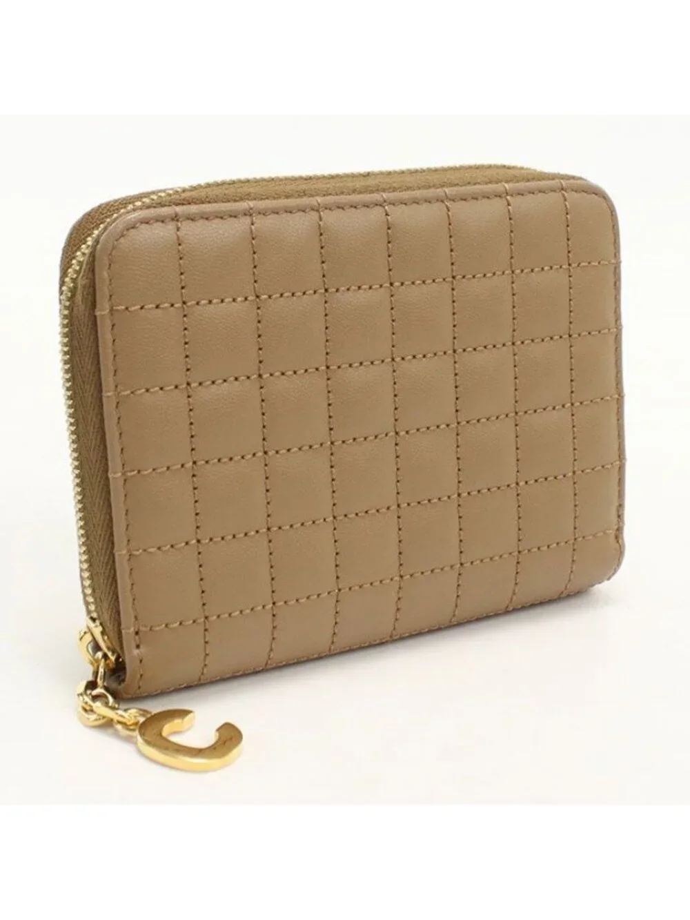 Celine Compact Zip Wallet C Charm Coin Purse Calf